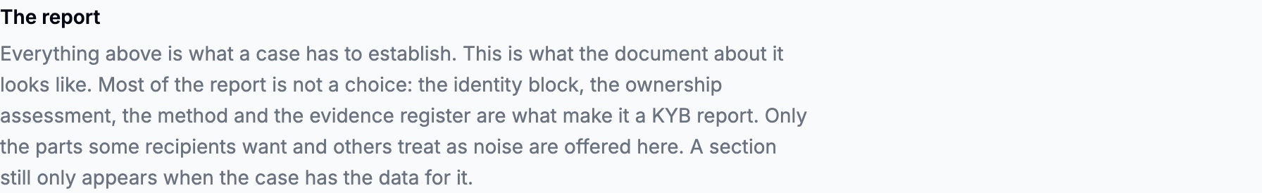 The report block of the configuration form, with optional sections, the show every source switch and a cover note field